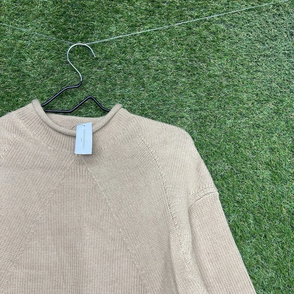 Banana Republic Wool Sweater Mens Medium Donegal Speckled Roll-Neck Beige NWT